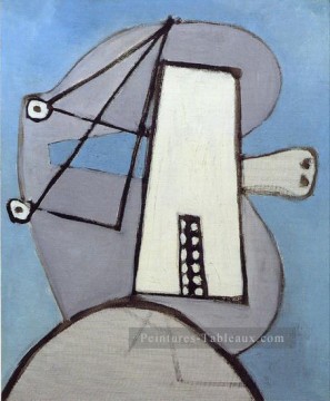  picasso - Tete sur fond bleu Figure 1929 cubiste Pablo Picasso